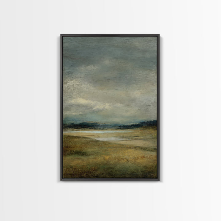Storm Clouds over a Rolling Prairie Framed Canvas Print, Nature Art, Wall Hangings, Living Room Decor, Fine Art, Nature, NAT-2x3-94