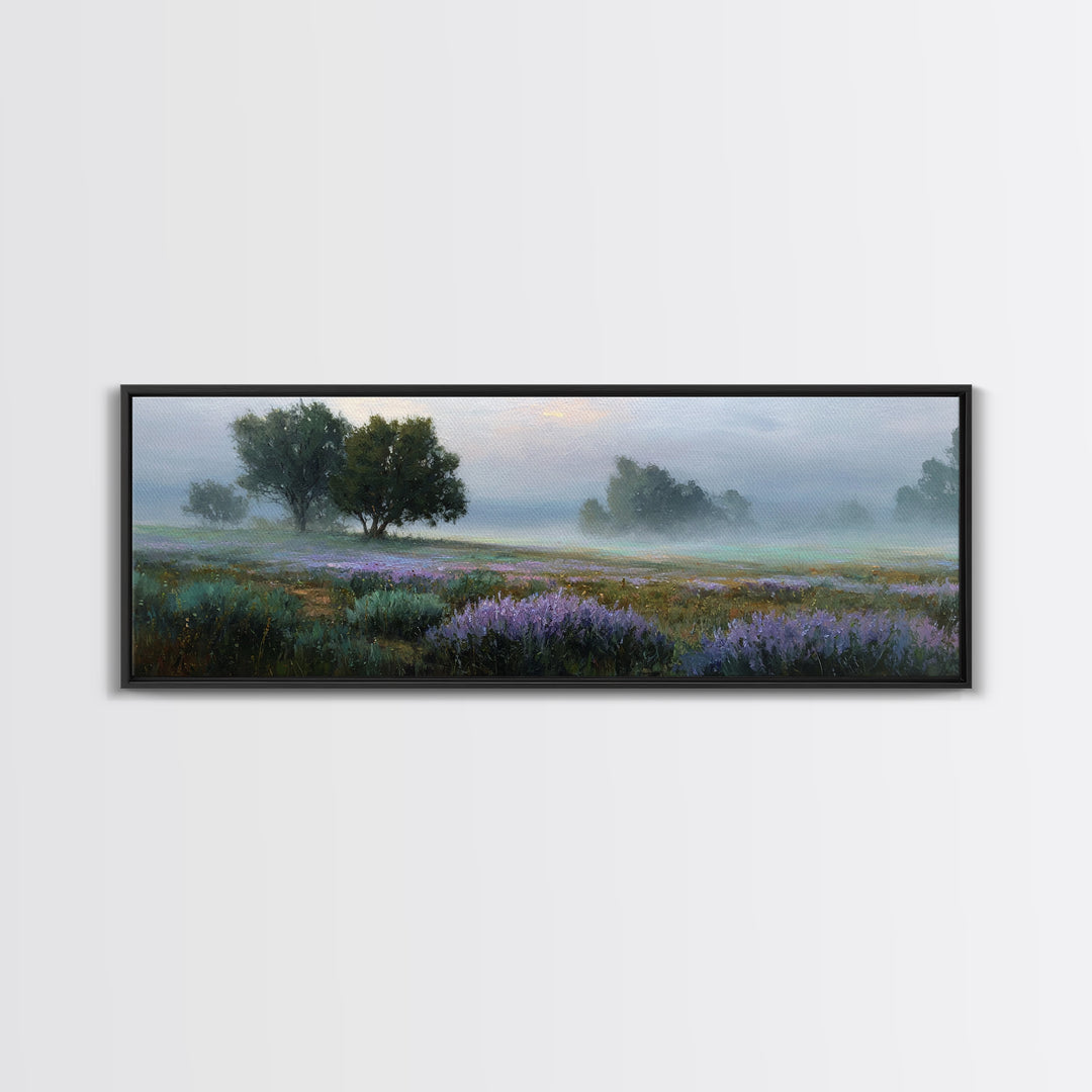 Bees Circling Lavender Blossoms Framed Canvas Print, Nature Art, Nature Wall Art, Living Room Decor, Fine Art, Nature, NAT-3x1-15