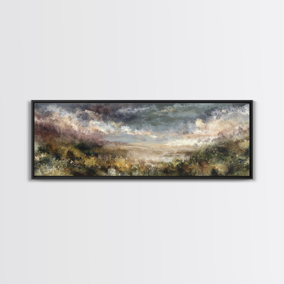 Mushroom Cluster in Enchanted Woodland Framed Canvas Print, Nature Art, Boho Decor, Living Room Decor, Fine Art, Nature, NAT-3x1-23