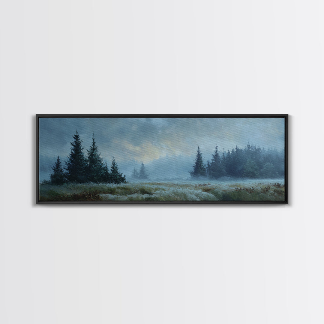 Moody Pine Forest Canvas Print, Nature Art, 3d Wall Art, Living Room Decor, Oil Painting, Nature, Nature Wall Art, NAT-3x1-33