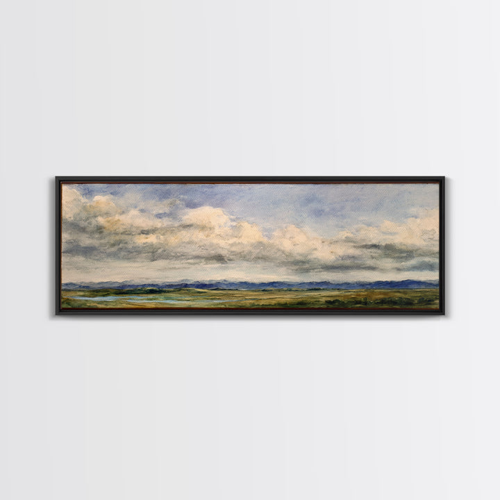 Storm Clouds over a Rolling Prairie Canvas Print, Nature Art, Landscape Art, Living Room Decor, Fine Art, Nature, Boho Decor, NAT-3x1-54