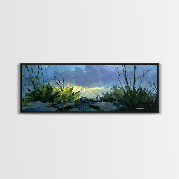Tropical Jungle Leaves Canvas Print, Nature Art, Moss Art, Living Room Decor, Oil Painting, Nature, Statement Artwork, NAT-3x1-61