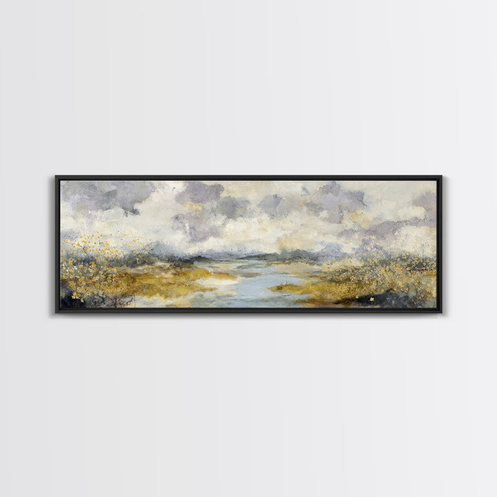 Bees Circling Lavender Blossoms Framed Canvas Print, Nature Art, Room Decor, Living Room Decor, Fine Art, Nature, Wall Hangings, NAT-3x1-63