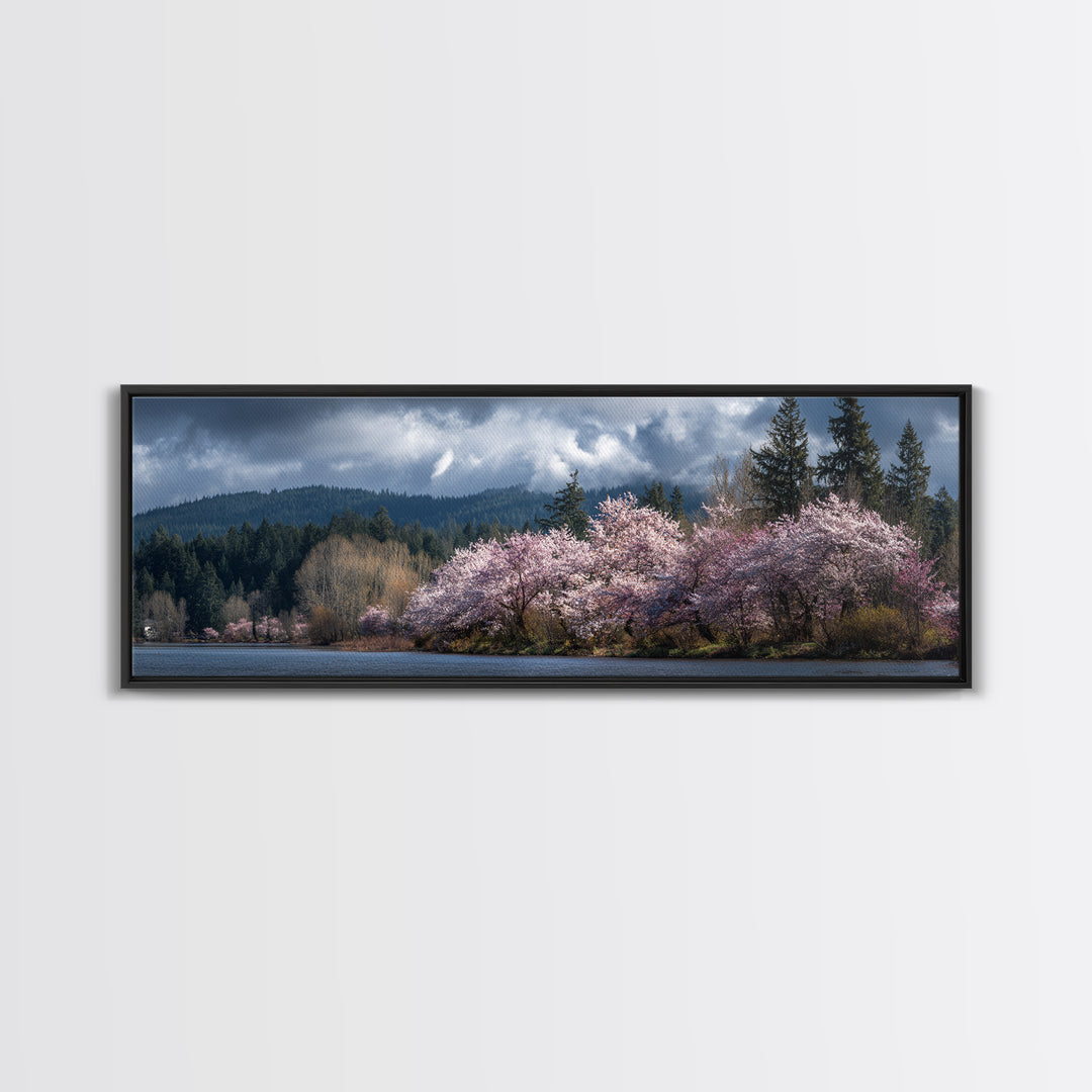 Spring Cherry Blossoms Canvas Print, Nature Art, Poster, Living Room Decor, Fine Art, Nature, Abstract Wall Art, 3d Wall Art, NAT-3x1-80