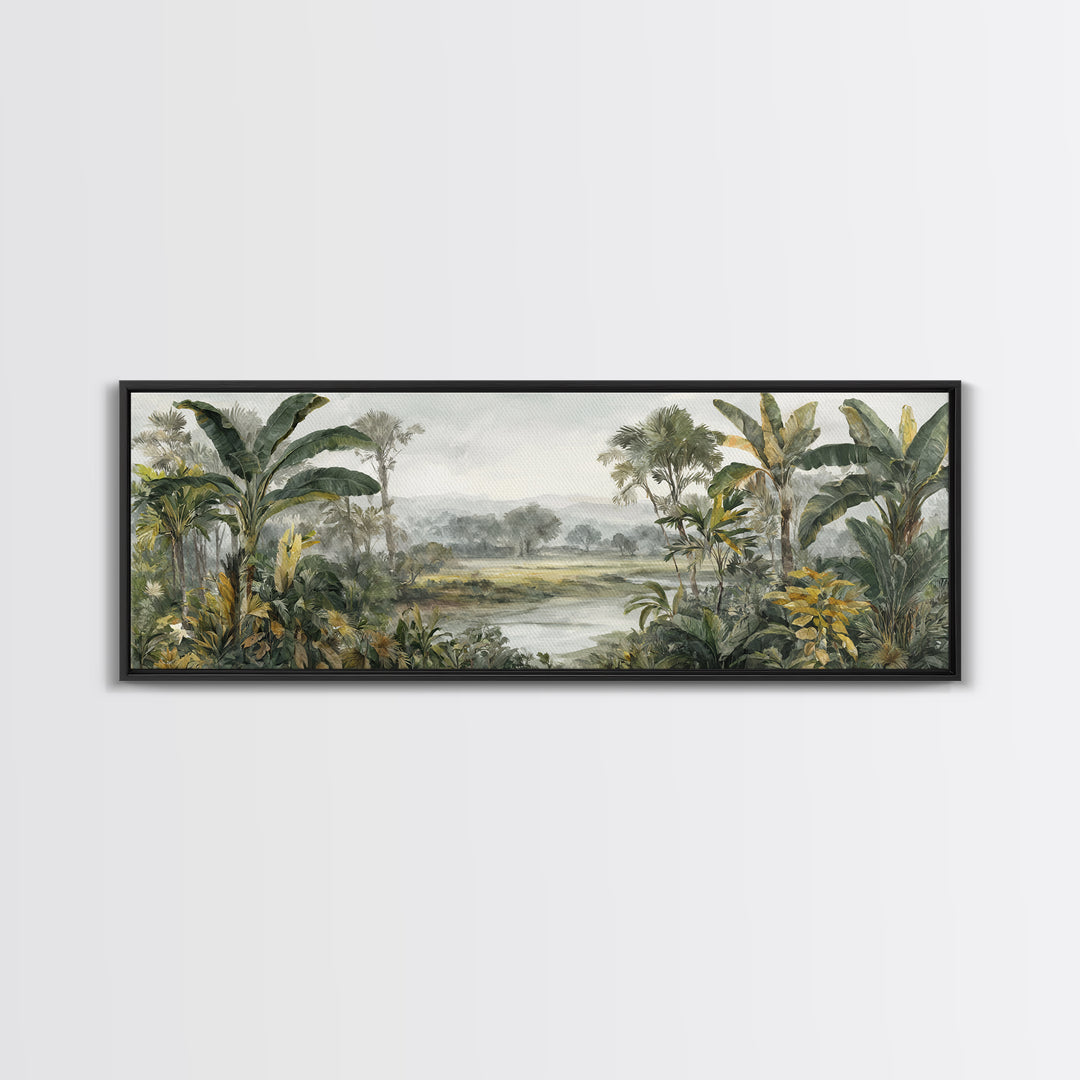 Tropical Jungle Leaves Canvas Print, Nature Art, Moss Art, Living Room Decor, Oil Painting, Nature, Statement Artwork, NAT-3x1-85