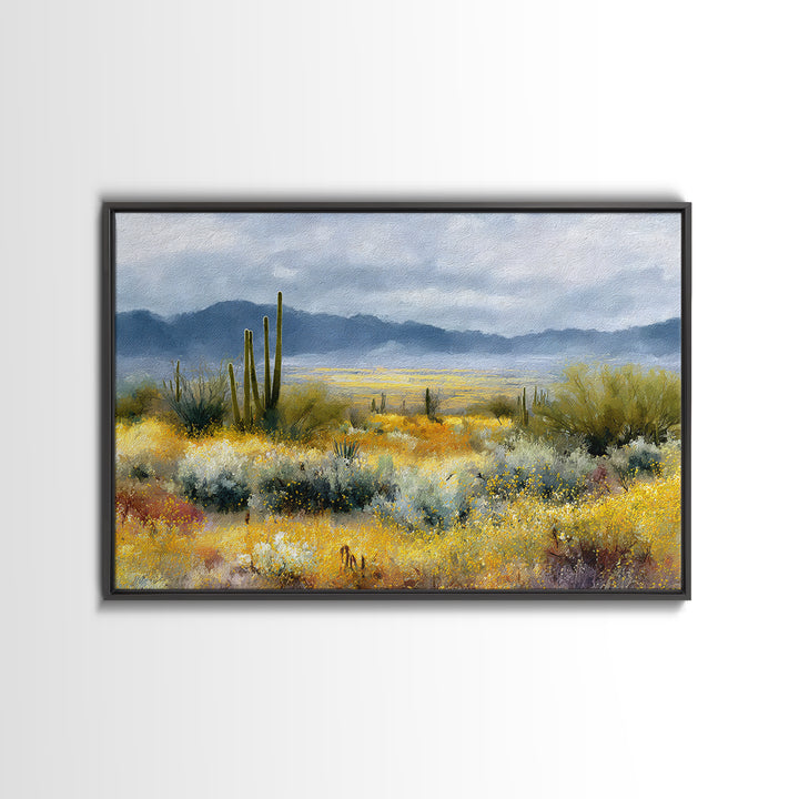 Desert Cactus Blooming After Rain Canvas Print, Nature Art, Mountain Wall Art, Living Room Decor, Nature, Fine Art Print, NAT-3x2-48
