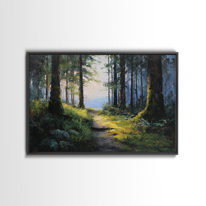 Sunlit Forest Path Canvas Print, Nature Art, Digital Download Art, Living Room Decor, Fine Art, Nature, Luxury Decor, NAT-3x2-53