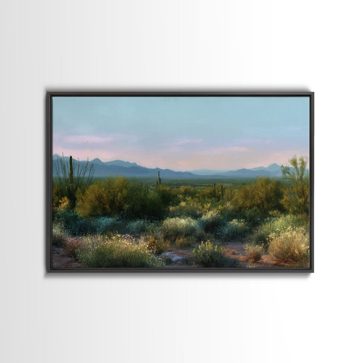 Desert Cactus Blooming After Rain Framed Canvas Print, Nature Art, Art Print, Living Room Decor, Fine Art, Nature, NAT-3x2-96