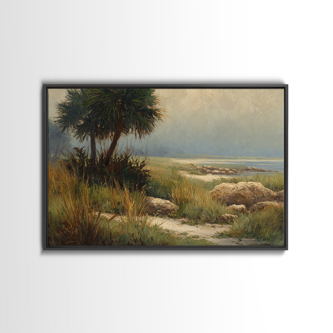 Tropical Jungle Leaves Framed Canvas Print, Nature Art, Mountain Art, Living Room Decor, Watercolor Art, Nature, NAT-3x2-97