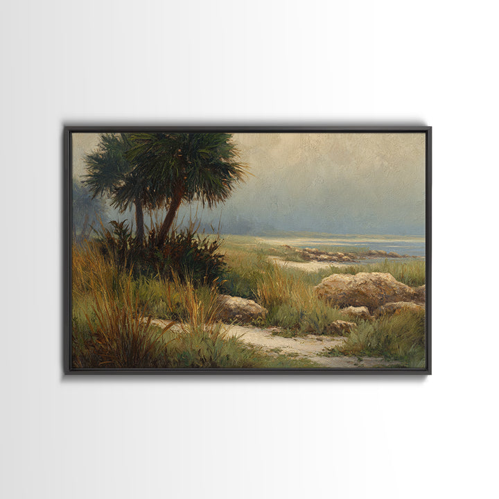 Tropical Jungle Leaves Framed Canvas Print, Nature Art, Mountain Art, Living Room Decor, Watercolor Art, Nature, NAT-3x2-97