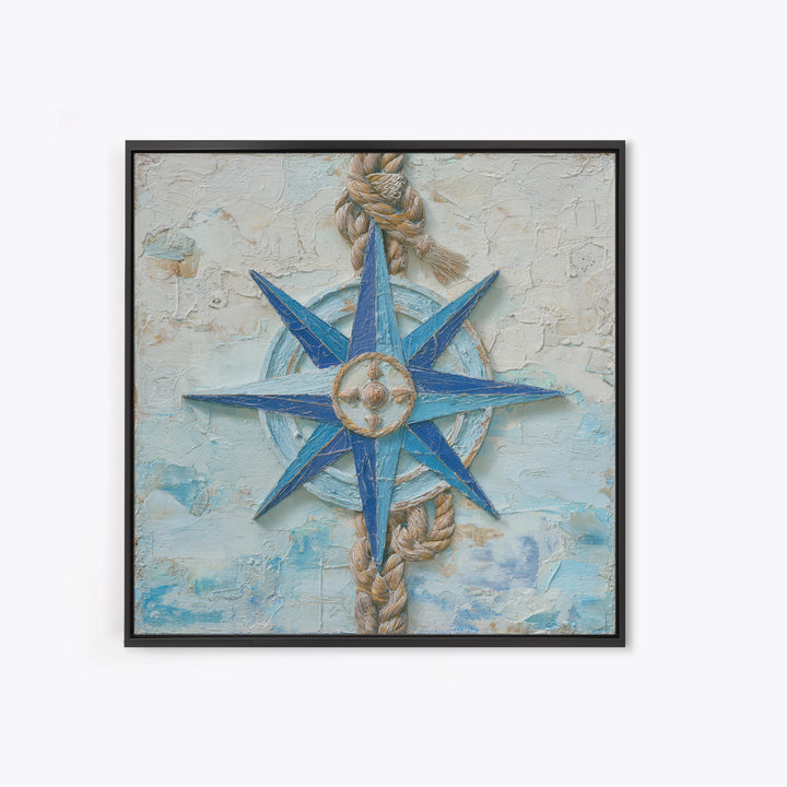 Nautical Star Compass Rose Framed Canvas Print, Nautical Art, Gallery Decor, Coastal Decor, Fine Art, Harbor, Wall Art, NAU-1x1-38
