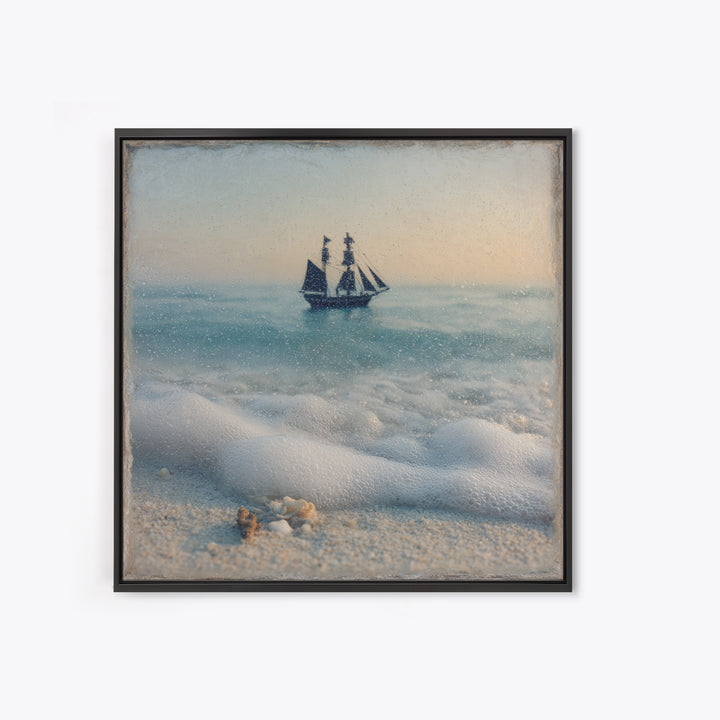 Tall Ship Silhouette at Sunset Framed Canvas Print, Nautical Art, Antique Decor, Coastal Decor, Harbor, Downloadable Prints, NAU-1x1-56