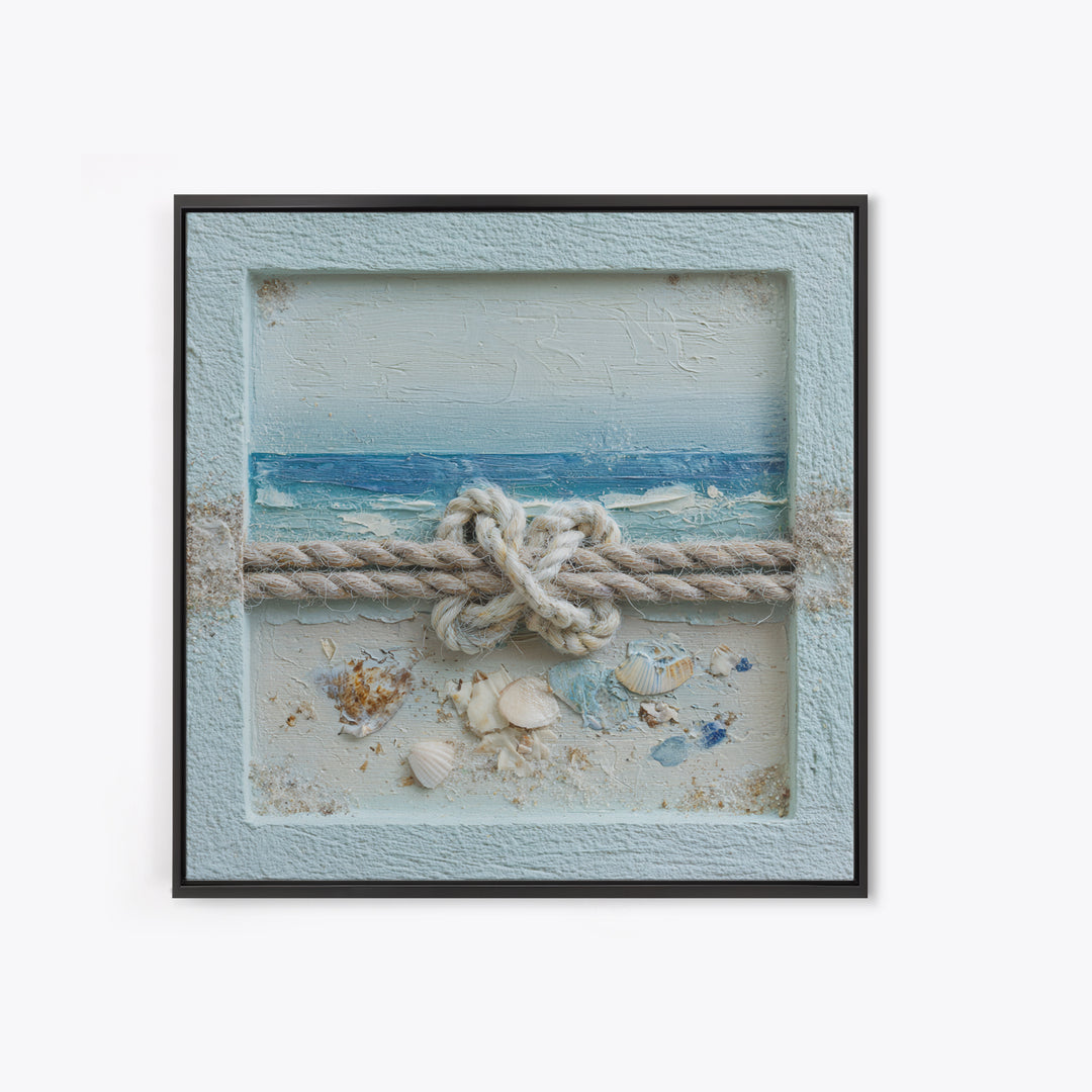 Lobster and Rope Coastal Illustration Framed Canvas Print, Nautical Art, Beach Decor, Coastal Decor, Fine Art, Harbor, NAU-1x1-68