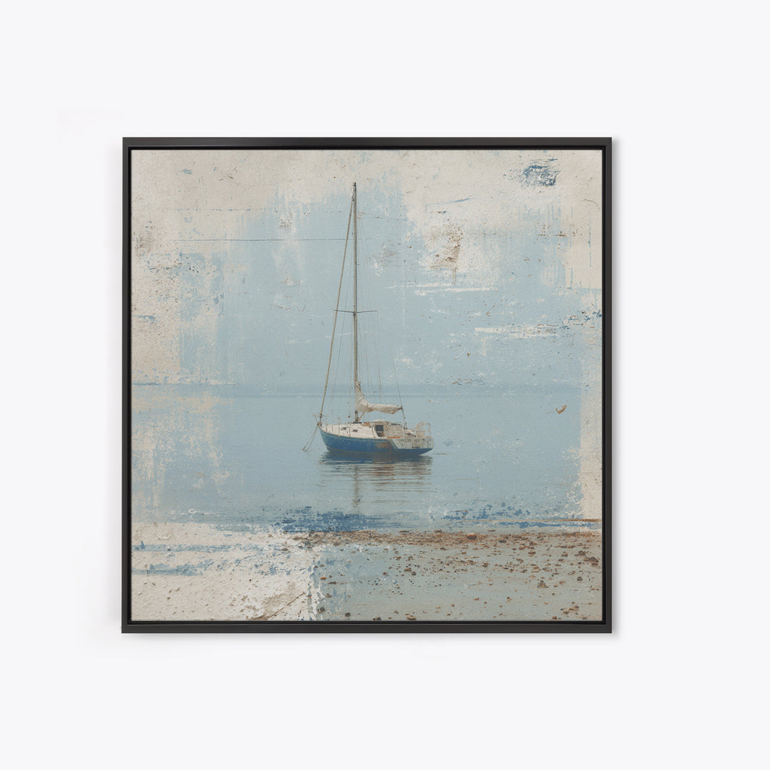 Blueprint Sailboat Technical Drawing Framed Canvas Print, Nautical Art, Gallery Wall, Coastal Decor, Abstract Art, Harbor, NAU-1x1-72