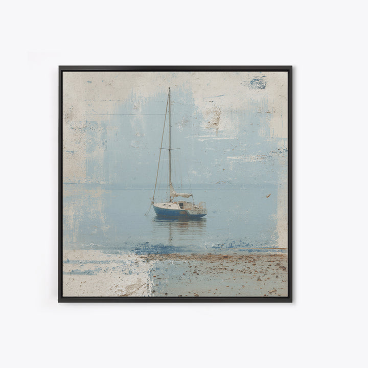 Blueprint Sailboat Technical Drawing Framed Canvas Print, Nautical Art, Gallery Wall, Coastal Decor, Abstract Art, Harbor, NAU-1x1-72
