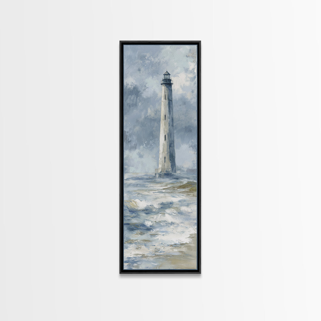 Lighthouse Standing Against Stormy Waves Canvas Print, Nautical Art, Nautical Decor, Coastal Decor, Fine Art, Harbor, NAU-1x3-39