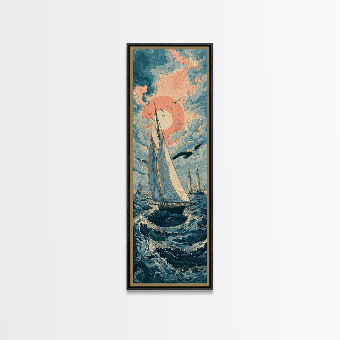Sailor Tattoo Swallow and Anchor Framed Canvas Print, Nautical Art, Coastal Wall Decor, Coastal Decor, Fine Art, Harbor, NAU-1x3-83