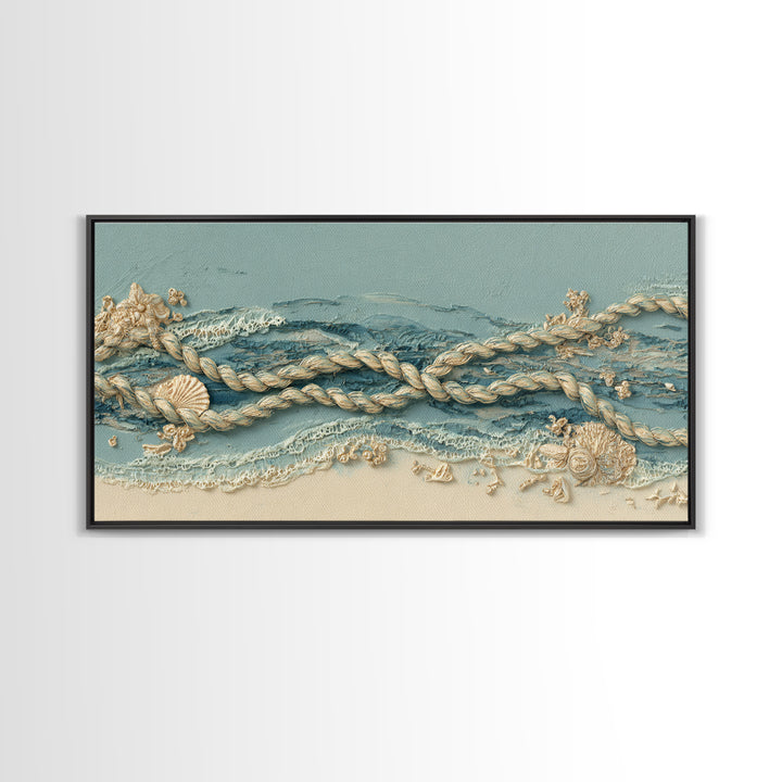 Lobster and Rope Coastal Illustration Canvas Print, Nautical Art, Printable, Coastal Decor, Fine Art, Harbor, Beach Decor, NAU-2x1-64