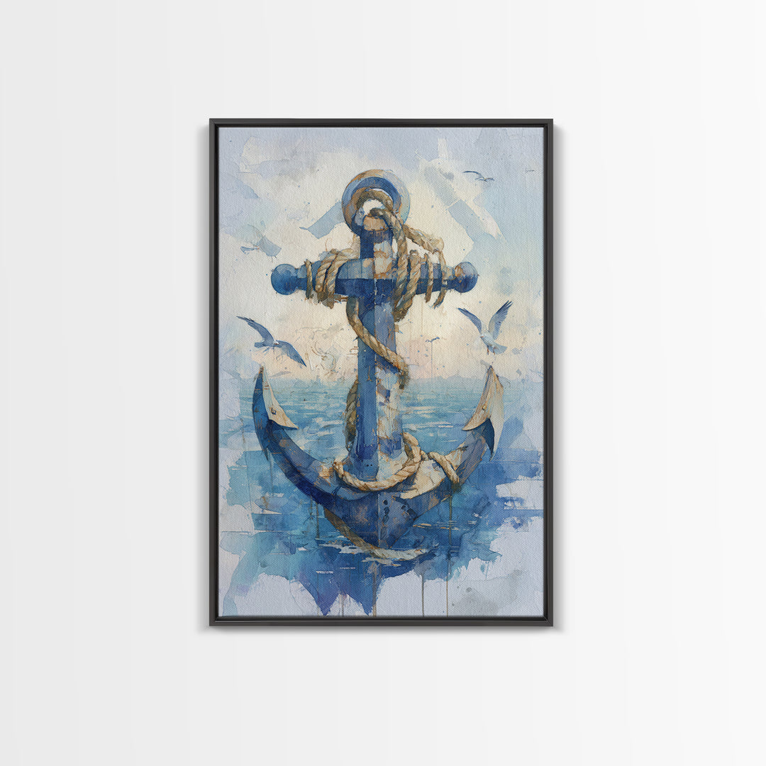 Octopus Wrapped Around an Anchor Canvas Print, Nautical Art, Digital Print, Coastal Decor, Fine Art, Harbor, Beach Print, NAU-2x3-45