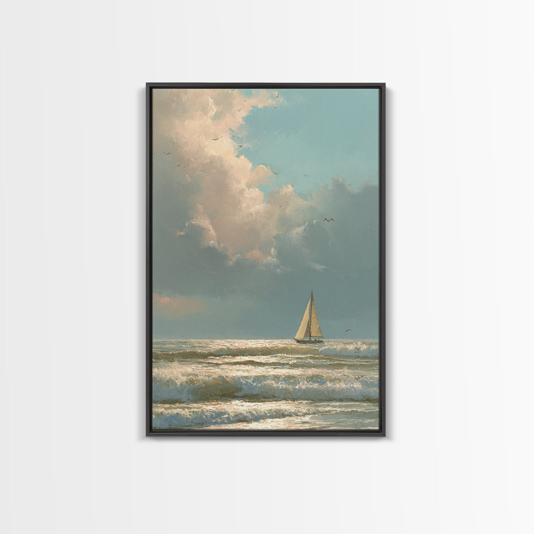 Stormy Cloudscape over Open Ocean Canvas Print, Nautical Art, Printable Wall Art, Coastal Decor, Fine Art, Harbor, Beach Decor, NAU-2x3-5