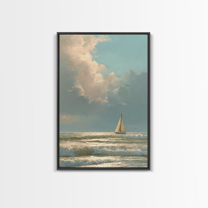 Stormy Cloudscape over Open Ocean Canvas Print, Nautical Art, Printable Wall Art, Coastal Decor, Fine Art, Harbor, Beach Decor, NAU-2x3-5