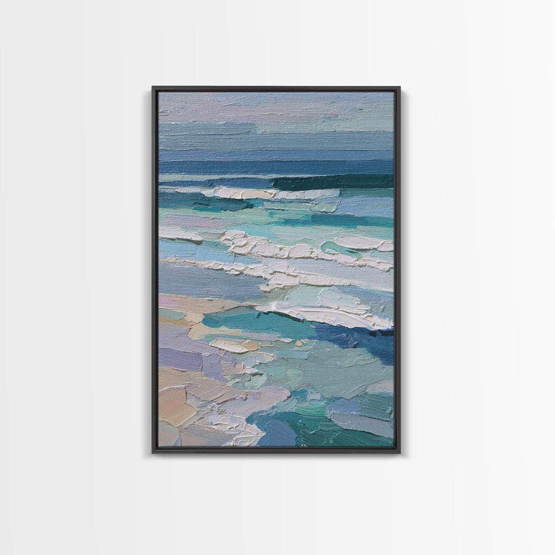 Porthole View of Waves and Moon Framed Canvas Print, Nautical Art, Minimalist Decor, Coastal Decor, Fine Art, Harbor, NAU-2x3-6
