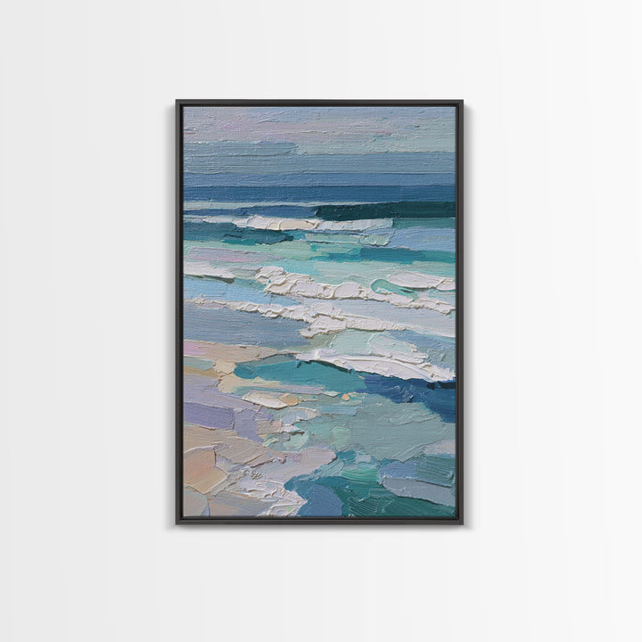 Porthole View of Waves and Moon Framed Canvas Print, Nautical Art, Minimalist Decor, Coastal Decor, Fine Art, Harbor, NAU-2x3-6