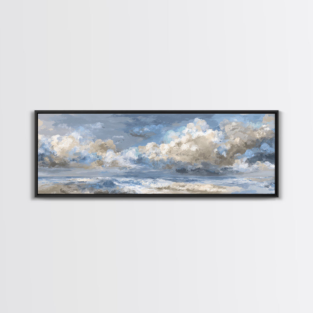 Stormy Cloudscape over Open Ocean Canvas Print, Nautical Art, Nautical Decor, Coastal Decor, Oil Painting, Harbor, NAU-3x1-13