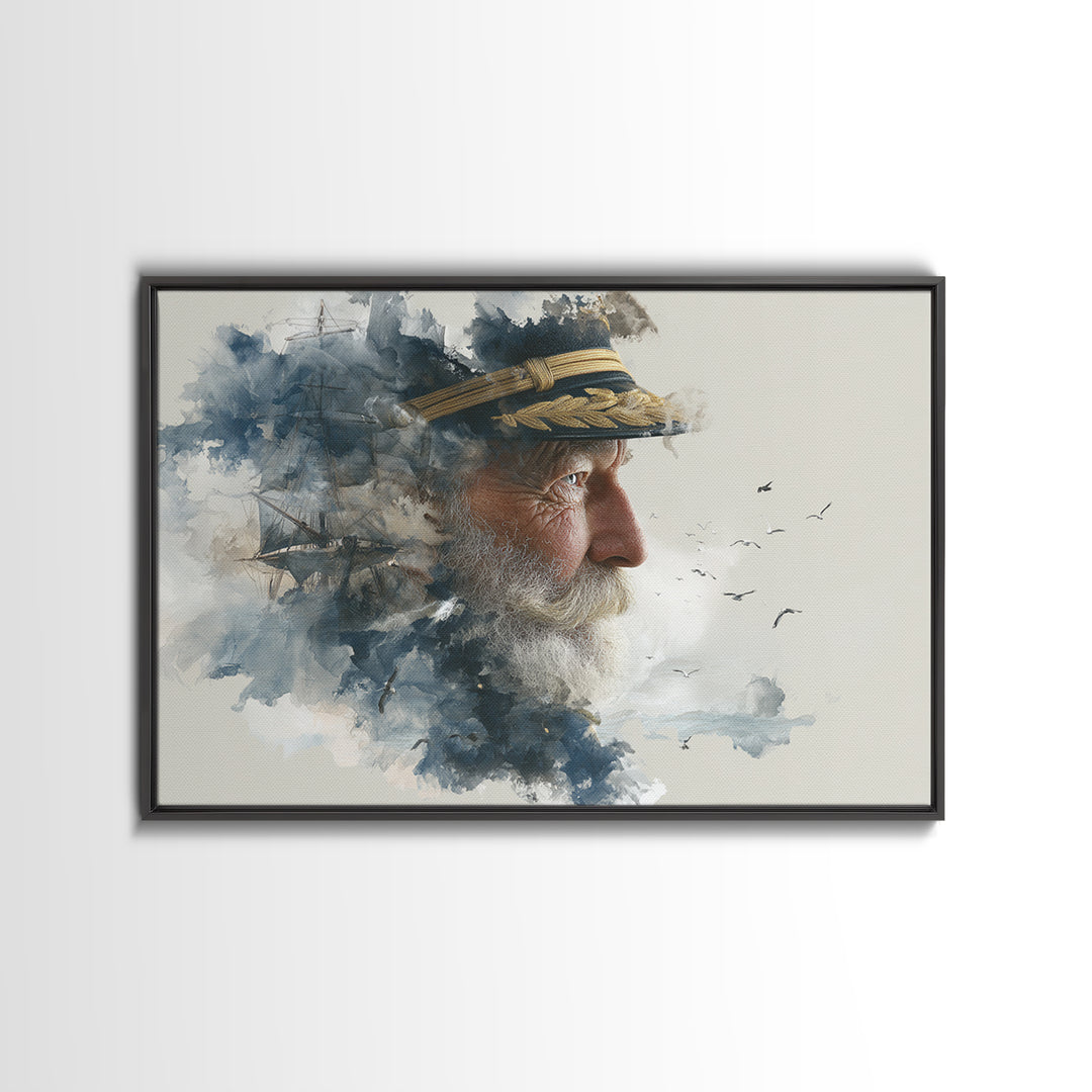 Sea Captain Portrait Canvas Print, Nautical Art, Modern Decor, Coastal Decor, Fine Art, Harbor, Poster, Wall Decor, Painting, NAU-3x2-11