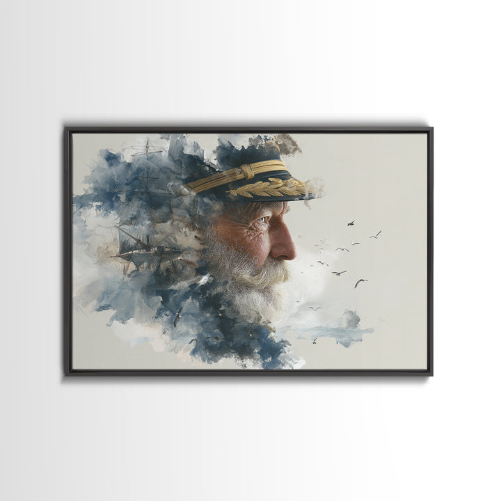 Sea Captain Portrait Canvas Print, Nautical Art, Modern Decor, Coastal Decor, Fine Art, Harbor, Poster, Wall Decor, Painting, NAU-3x2-11
