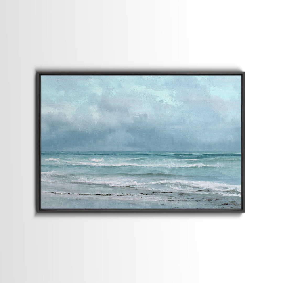 Stormy Cloudscape over Open Ocean Framed Canvas Print, Nautical Art, Gallery Wall, Coastal Decor, Fine Art, Harbor, Room Decor, NAU-3x2-25