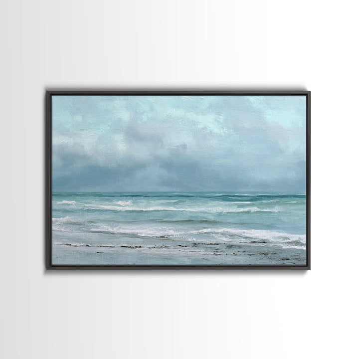 Stormy Cloudscape over Open Ocean Framed Canvas Print, Nautical Art, Gallery Wall, Coastal Decor, Fine Art, Harbor, Room Decor, NAU-3x2-25