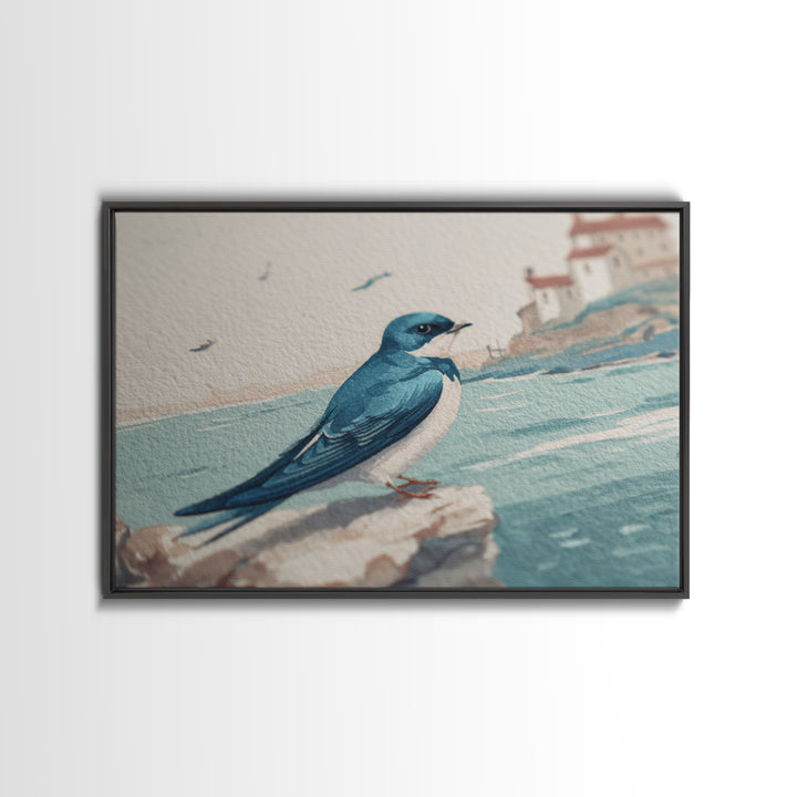 Sailor Tattoo Swallow and Anchor Canvas Print, Nautical Art, Beach Print, Coastal Decor, Fine Art, Harbor, Luxury Decor, NAU-3x2-3