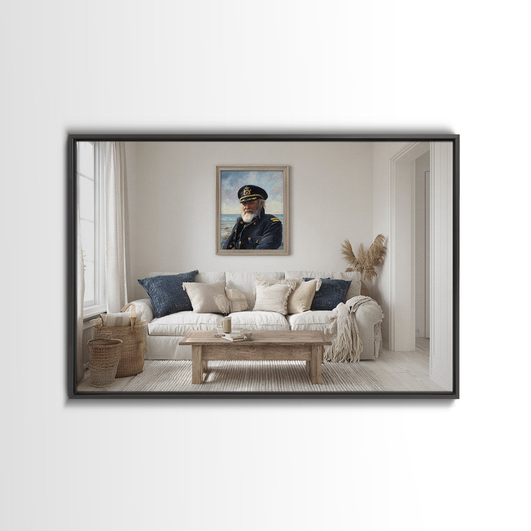 Sea Captain Portrait Canvas Print, Nautical Art, Digital Print, Coastal Decor, Fine Art, Harbor, Beach Print, Gallery Wall, NAU-3x2-83