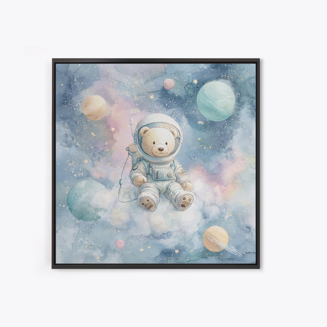 Little Astronaut Bear Canvas Print, Nursery Decor, Wall, Oil Painting, Nursery, Nursery Wall Decals, Woodland Nursery, NDE-1x1-15