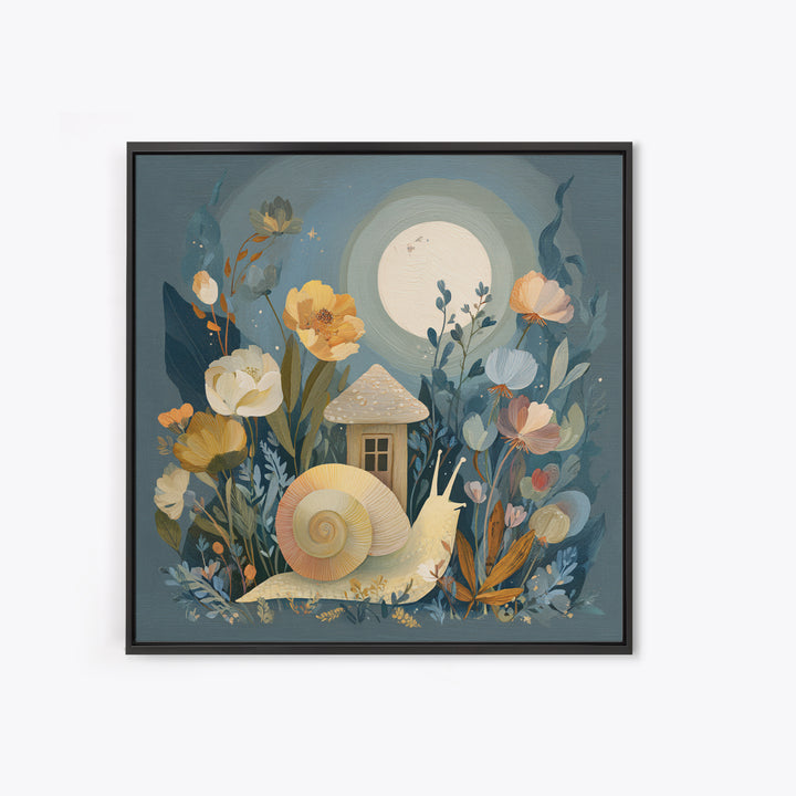 Garden Snail with Mushroom House Canvas Print, Nursery Decor, Nursery, Nursery, Baby Girl Nursery Decor, Nursery Name Sign, NDE-1x1-23