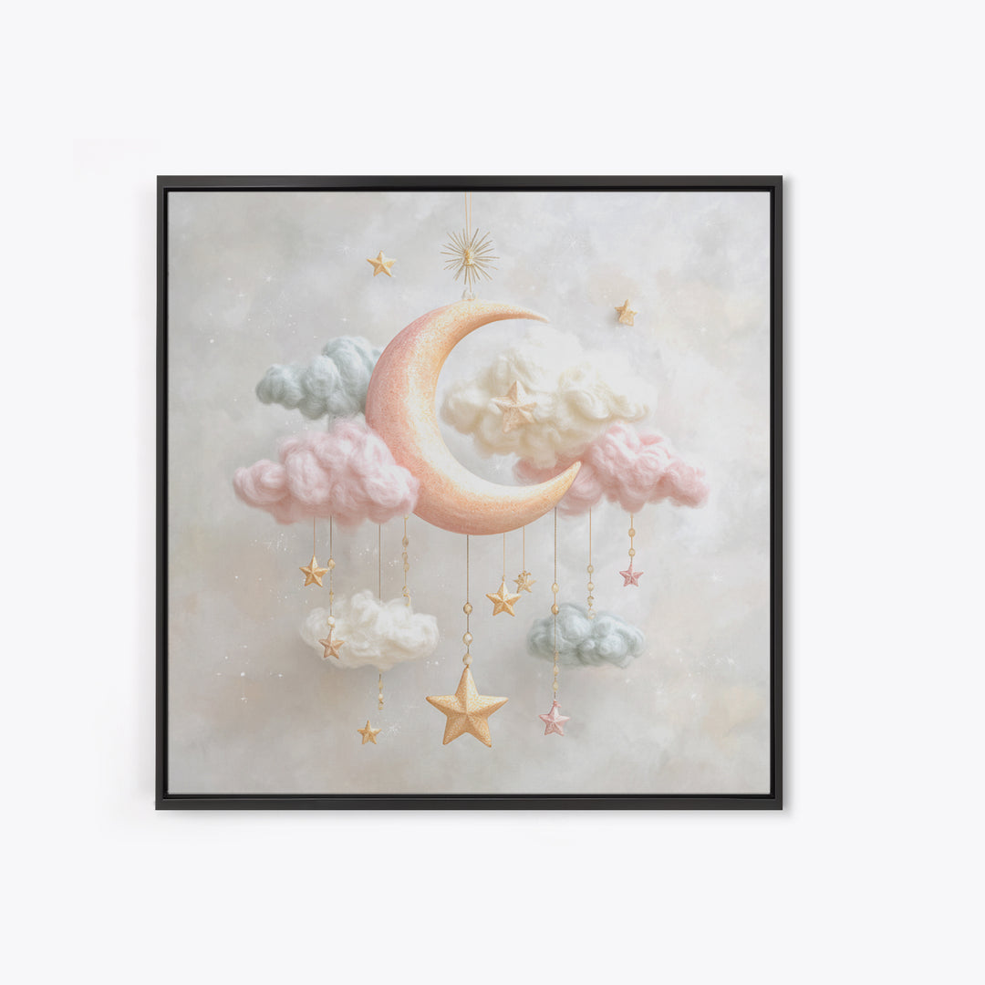 Moon Phase Mobile Canvas Print, Nursery Decor, Wall Decals, Abstract Art, Nursery, Girl Nursery Decor, Nursery Name Sign, NDE-1x1-3