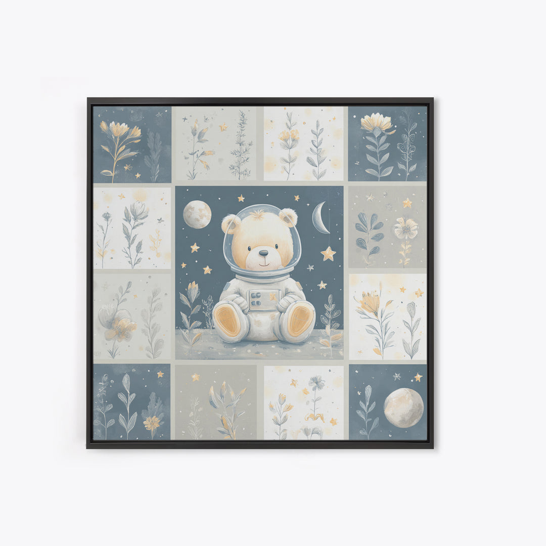Little Astronaut Bear Framed Canvas Print, Nursery Decor, Safari Nursery Decor, Fine Art, Nursery, Modern Decor, Fine Art Print, NDE-1x1-39