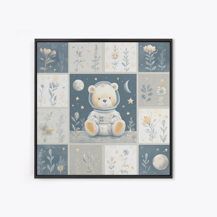 Little Astronaut Bear Framed Canvas Print, Nursery Decor, Safari Nursery Decor, Fine Art, Nursery, Modern Decor, Fine Art Print, NDE-1x1-39