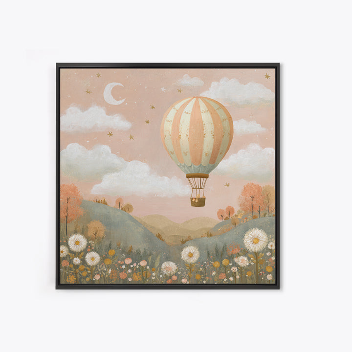Hot Air Balloon Drifting Canvas Print, Nursery Decor, Safari Nursery Decor, Fine Art, Nursery, Modern Decor, Fine Art Print, NDE-1x1-60