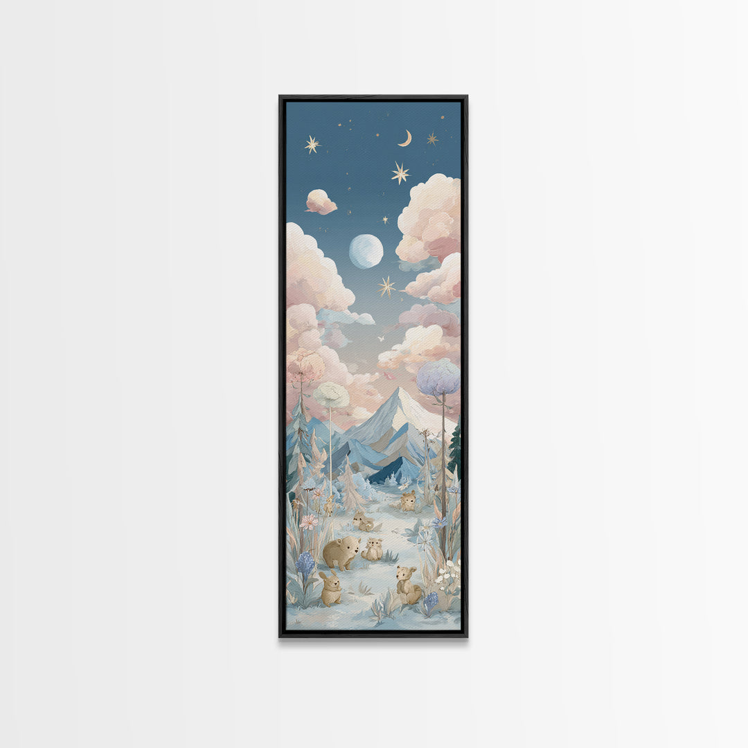 Calm Mountain Nursery Landscape Canvas Print, Nursery Decor, Wall Art, Fine Art, Nursery, Nursery Wall Decor, Nursery Art, NDE-1x3-12