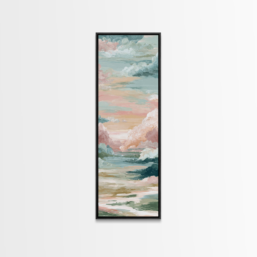 Pastel Rainbow with Soft Cloud Shapes Canvas Print, Nursery Decor, Minimalist Decor, Nursery, Wall Decals, Nursery Wall Decor, NDE-1x3-13