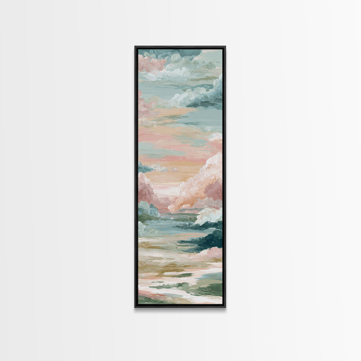 Pastel Rainbow with Soft Cloud Shapes Canvas Print, Nursery Decor, Minimalist Decor, Nursery, Wall Decals, Nursery Wall Decor, NDE-1x3-13