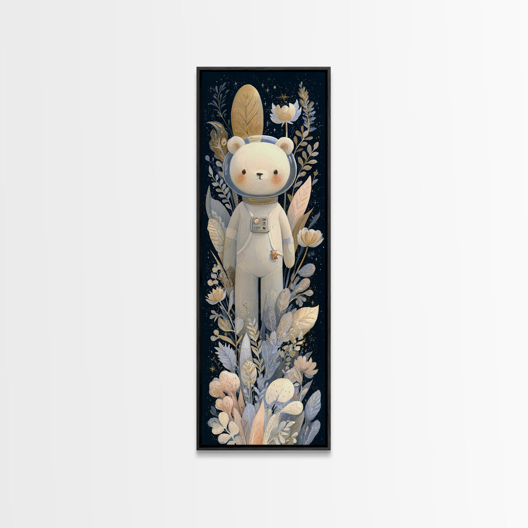 Little Astronaut Bear Canvas Print, Nursery Decor, Wall, Oil Painting, Nursery, Nursery Wall Decals, Woodland Nursery, NDE-1x3-27