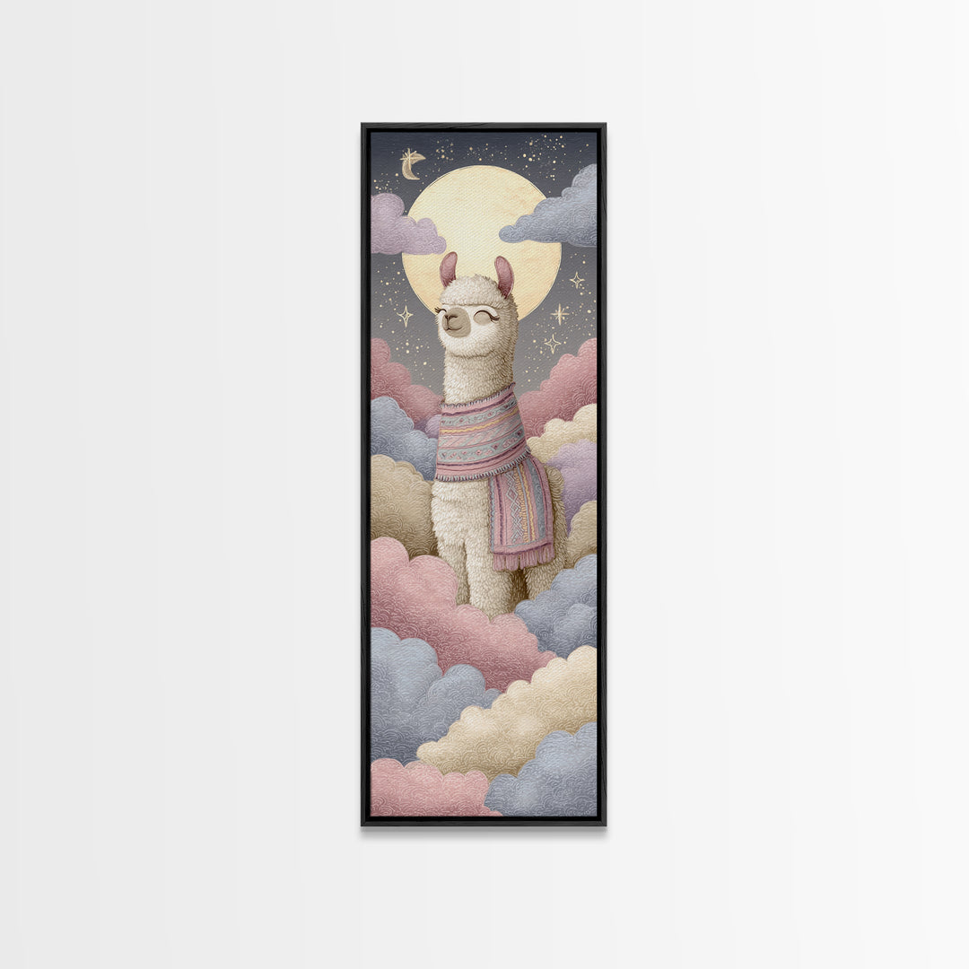 Cute Llama with Blanket Pattern Canvas Print, Nursery Decor, Playroom Decor, Nursery, Boy Nursery Decor, Gallery Decor, NDE-1x3-33
