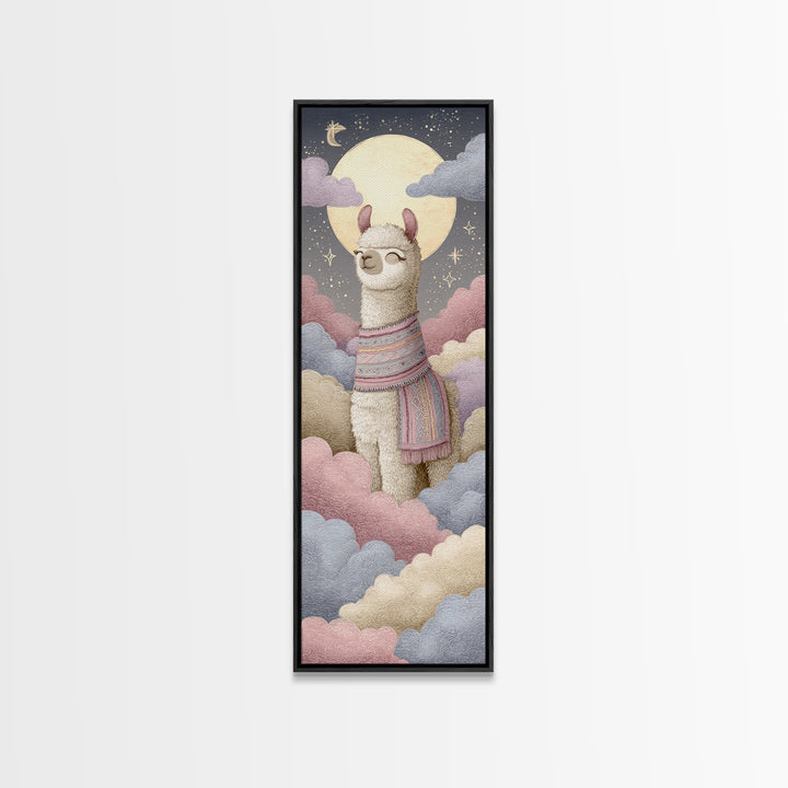 Cute Llama with Blanket Pattern Canvas Print, Nursery Decor, Playroom Decor, Nursery, Boy Nursery Decor, Gallery Decor, NDE-1x3-33