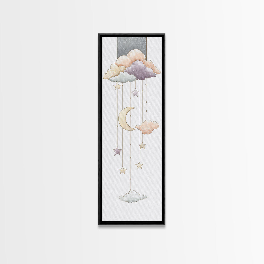 Moon Phase Mobile Canvas Print, Nursery Decor, Playroom Decor, Nursery, Boy Nursery Decor, Gallery Decor, Neutral Decor, NDE-1x3-39