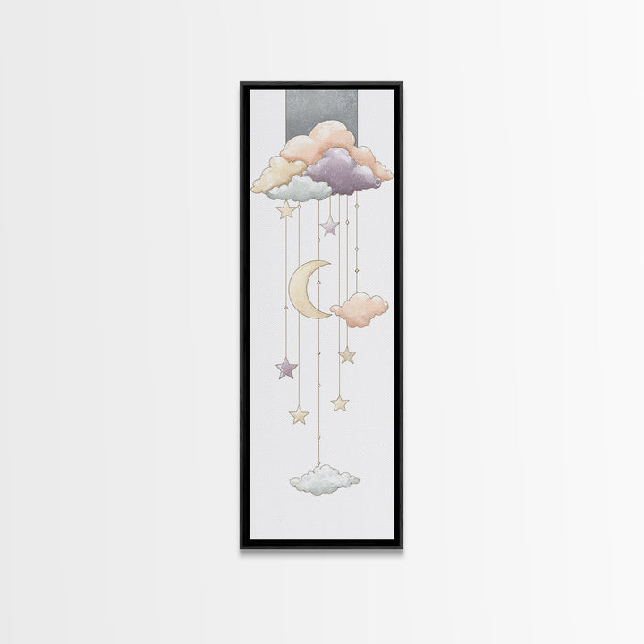 Moon Phase Mobile Canvas Print, Nursery Decor, Playroom Decor, Nursery, Boy Nursery Decor, Gallery Decor, Neutral Decor, NDE-1x3-39