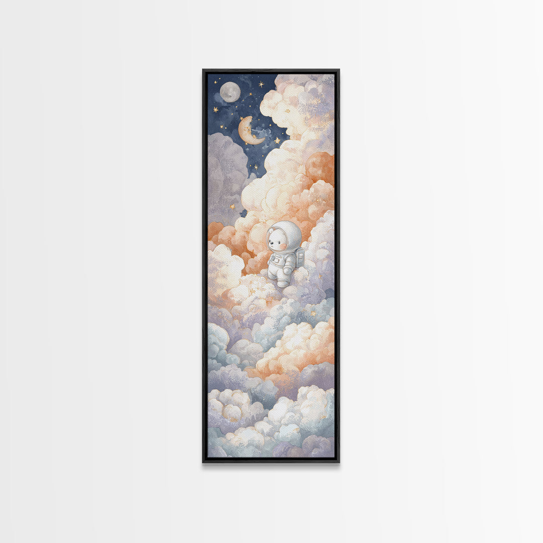 Little Astronaut Bear Canvas Print, Nursery Decor, Kids Wall Art, Abstract Art, Nursery, Room Decor, Textured Painting, NDE-1x3-51