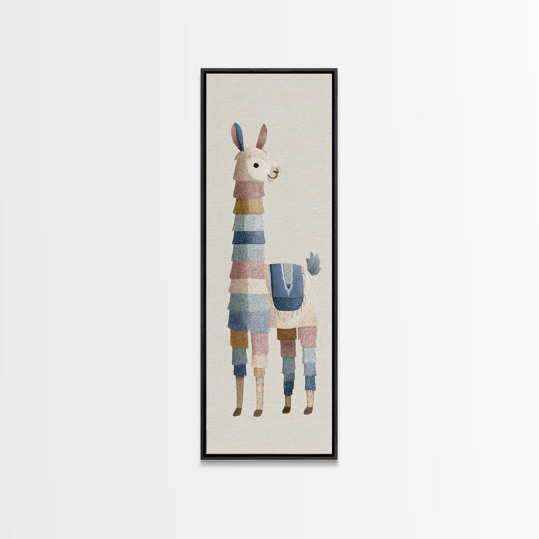Cute Llama with Blanket Pattern Canvas Print, Nursery Decor, Safari Nursery Decor, Nursery, Modern Decor, Fine Art Print, NDE-1x3-81